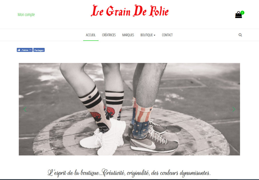 Site de la boutique Grain de Folie